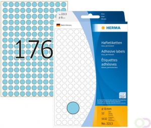 Herma Multipurpose-etiketten Ã 8 mm rond blauw permanent hechtend om met de hand t